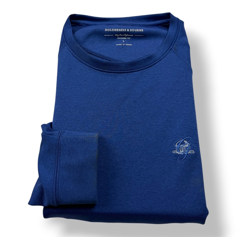Holderness & Bourne Mens Blue Dry Luxe Performance Tailored Fit Sweatshirt L